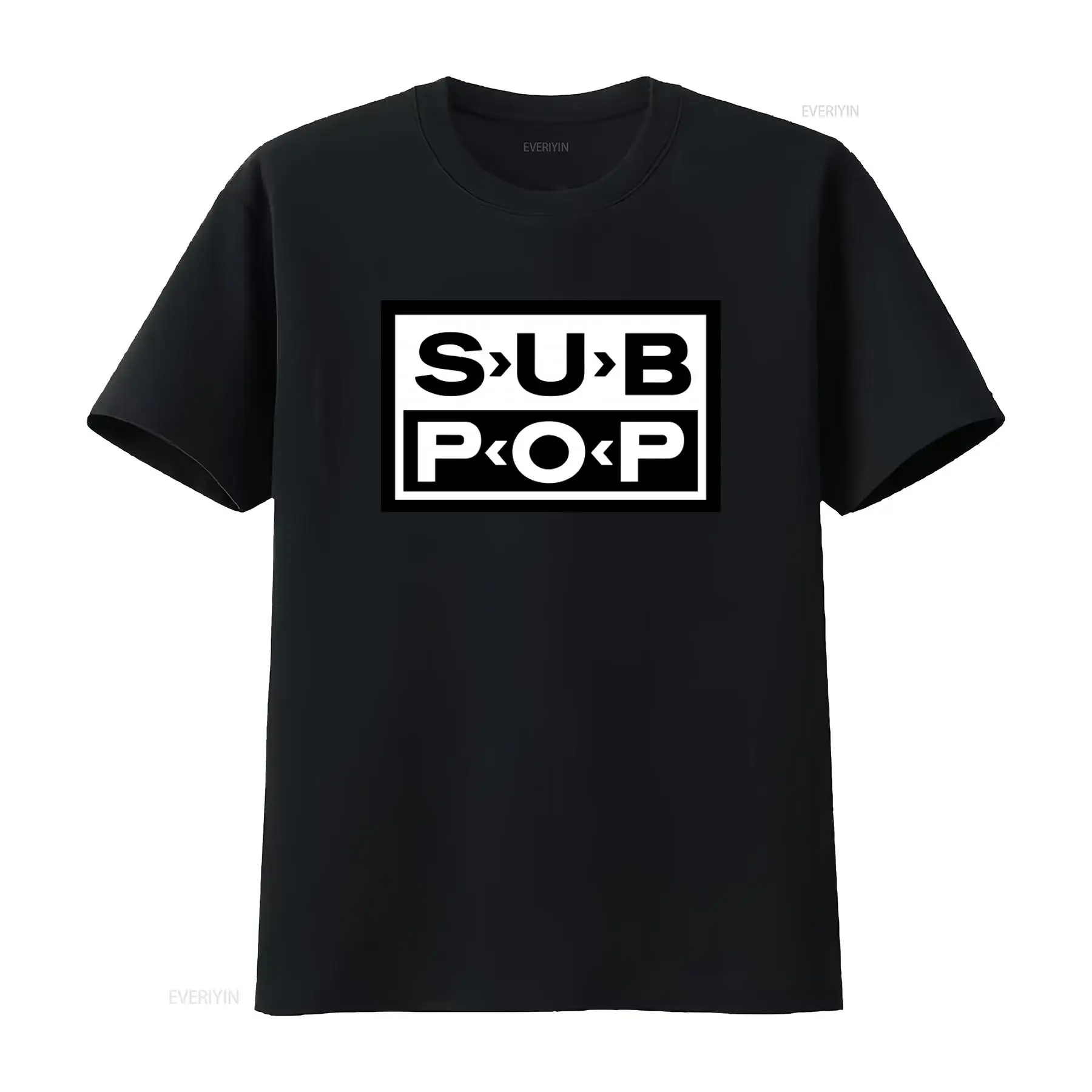 Company Profile Printing - Sub Pop Logolu Tişört Siyah Beyaz